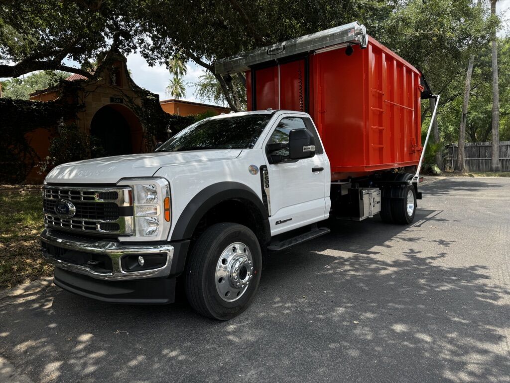 Residential roll-off dumpster rental delivered to a McAllen, TX home